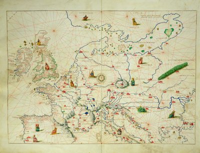 The Continent of Europe, from an Atlas of the World in 33 Maps, Venice, 1st September 1553 by Battista Agnese